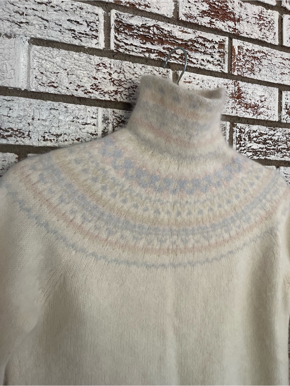 Lauren Ralph Lauren Angora Blend Fair Isle Mock Neck Sweater Pastel Nordic knit - Picture 3 of 11